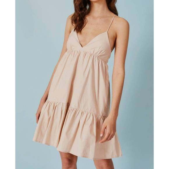 Deluc Larrow Mini Babydoll Dress Cream Medium Cotton A-Line Minimalist Neutral